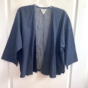 Conrado Open Front 3/4 Sleeve Lightweight Denim Jacket Topper Blue Size M